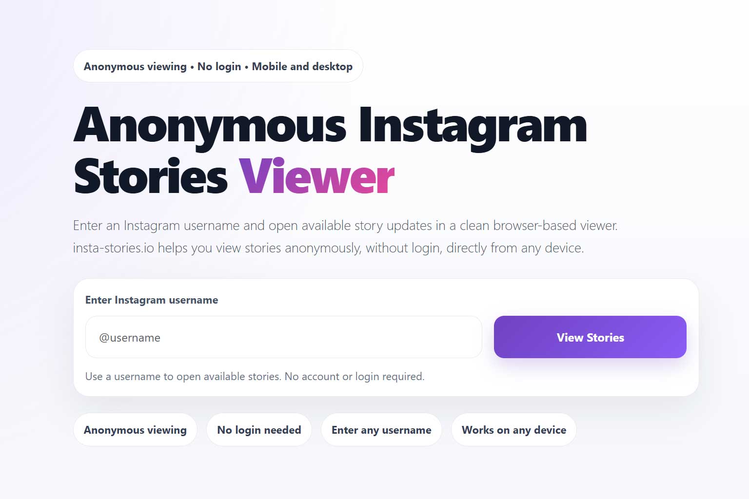 Visualizador Anônimo de Stories do Instagram – Ver Stories Sem Login